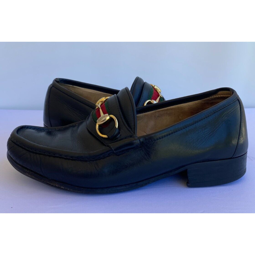 Rare Vintage GUCCI HORSE BIT LOAFER SHOES BLACK ITALY 42 US 9 - Picture 5 of 11